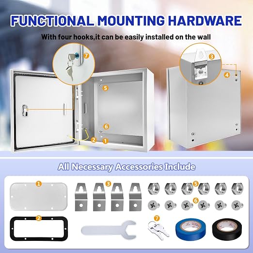 Electrical Junction Box 16x16x6, NEMA 4X IP66 Steel Enclosure Box | 1.5mm steel - Image 5