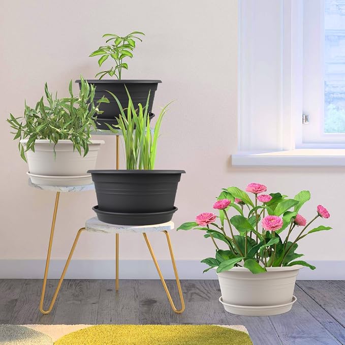 Large Flower Pots Set of 4 Pack 13 inch, Shallow Planter - Image 4