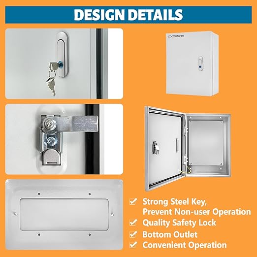Electrical Junction Box 24x16x10, NEMA 4X IP66 Steel Enclosure Box | 1.5mm steel - Image 5
