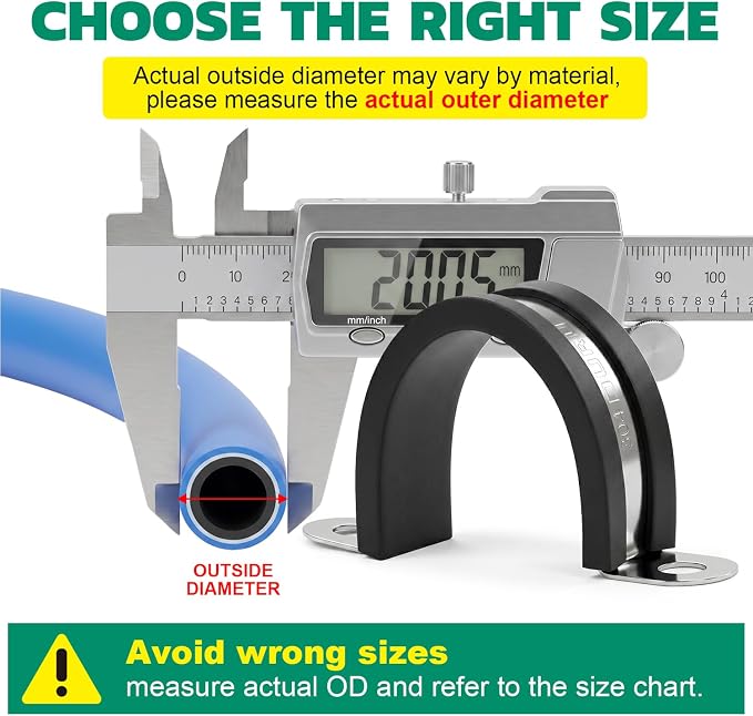 OURU 2 Inch Pipe Strap Fits 2.01"/50.9-51mm OD, Rubber U Bracket, Anti-Vibration - Image 2