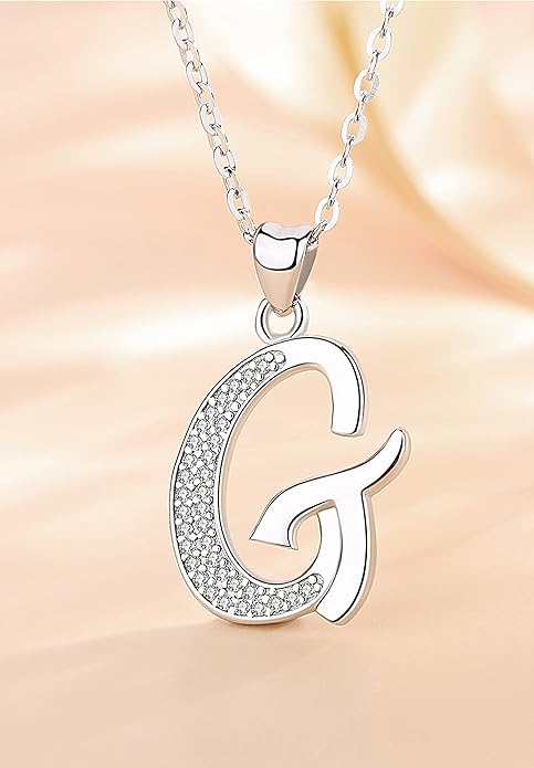 AEONSLOVE 925 Sterling Silver Initial Necklaces for Women, 26 Letters Pendants Necklace Gift for Mother, Daughter, Wife, 18 Inch Chain
