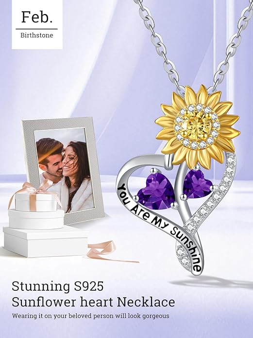 Valentine's Day Gifts for Wife 925 Sterling Silver Double Birthstone Pendant Necklaces I Love You for Always and Forever Necklace Anniversary Birthday Gifts for Wife Girlfriend Mom Her