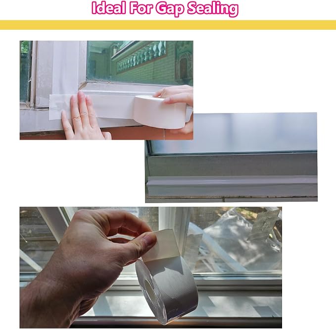 WENSSKKU White Window Weather Sealing Tape 2Inch X 65Ft, Window AC Seal Air - Image 7