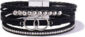 FANCY SHINY Boho Leather Wrap Bracelet Stackable Infinity Chunky Cuff Bracelets Western Hippie Outfits Jewelry Valentine Gifts for Women