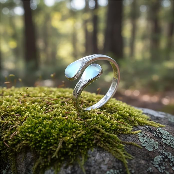 Rings for Women S925 Sterling Silver Moss Agate/Turquoise/Moonstone/Malachite Jewelry Rings Gift for Valentine Day