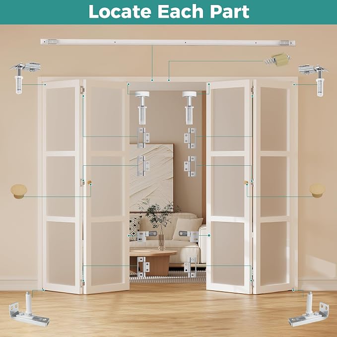 Closet Bifold Door Hardware & 2 x 32 Inch Track Kit, Combine - Image 4