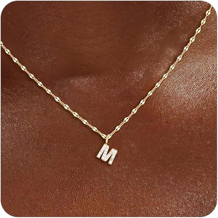 Initial Necklaces for Women,14K Gold Plated Necklaces, A-Z Letter Pendant Charm Necklace Trendy Dainty Hypoallergenic CZ Custom Personalized Name Necklace Gold Jewelry Birthday Christmas Gift for Her