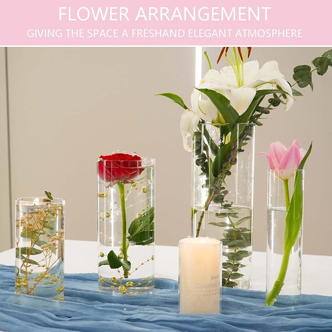 60pcs Cylinder Vases for Centerpieces Small Flower 4, 10Inch Tall Clear Vase - Image 3