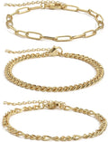 Gold Bracelets for Women, 18K Gold Plated Dainty Paperclip Link Chain Bracelets Thin Cute Stackable Bracelet Pack Fashion Accessories Gifts for Women