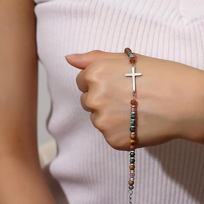 TONY & SANDY Christian Cross Bracelet for Women, Valentine's Day Gifts for Her, Confirmation Baptism Easter Gifts, Unique Gift for Friends Daughter Mom Sister in Christ Birthday Christmas