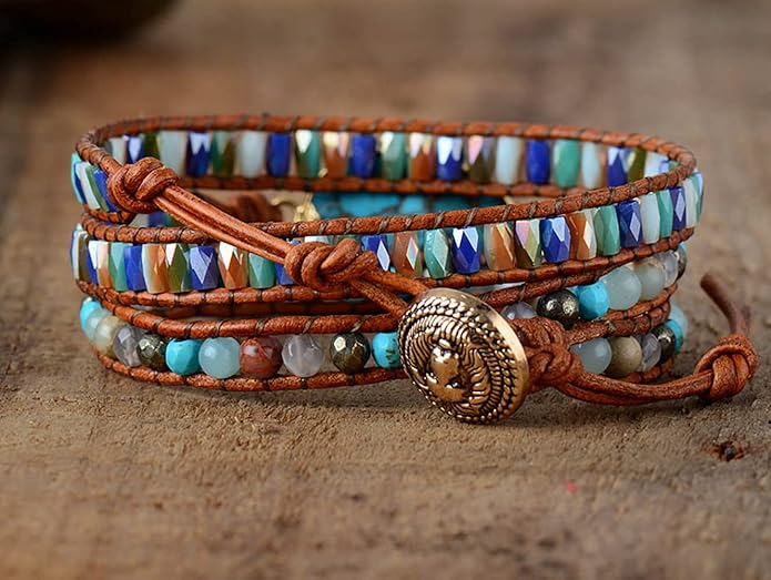 ZOSOJONA Women Wrap Bracelets Boho Natural Stone Jasper Turquoises Strand Bracelet Jewelry Collection