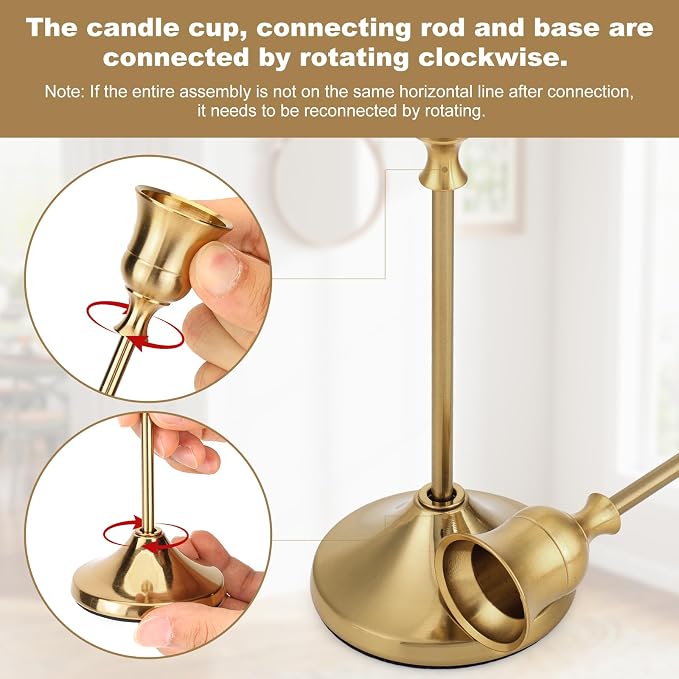 Candlestick Holders, Brass Gold Candle Holders - Image 3