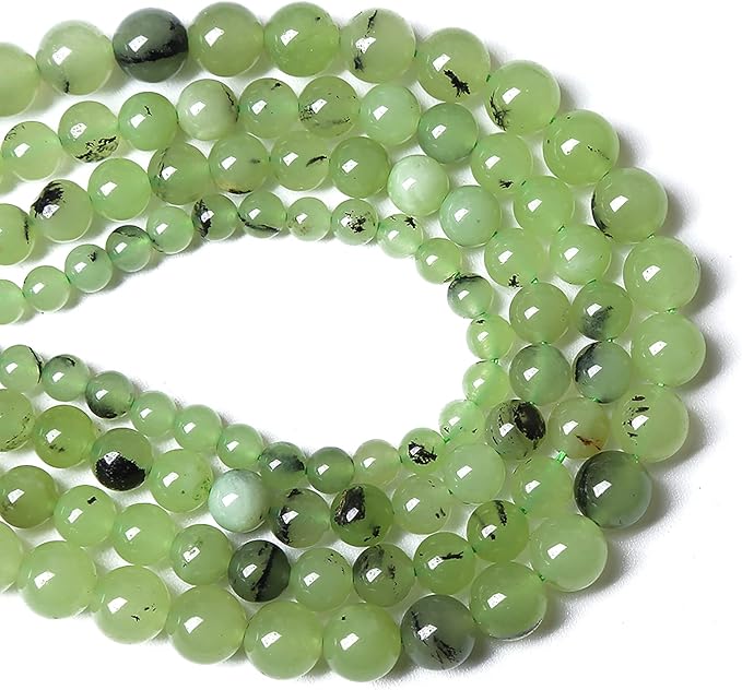 60pcs 6mm Natural Prehnite Jade Stone Round Loose Spacer Beads for DIY Jewelry Making Necklaces Bracelets Healing Energy Beads (6mm, Prehnite Jade)