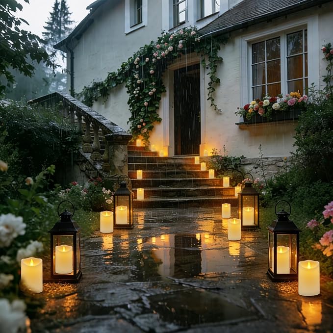 Artmarry Flameless Candles Outdoor Indoor Pillars Battery Operated Flickering - Image 2