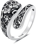LOANGO Spoon Ring for Women 925 Sterling Silver Spoon Rings Adjustable Oxidized Vintage Thumb Rings Sunflower Hummingbird Butterfly Bee Cardinal Jewelry Gifts for Women Men