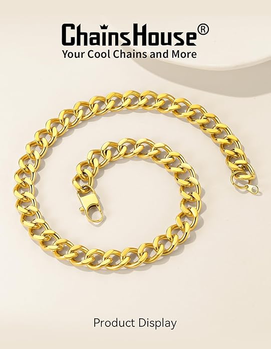 ChainsHouse Cuban Link Chain for Women Chunky Gold Necklace Stainless Steel/Gold Plated Choker Necklaces for Women, 12/16/20 mm Width Thick Chain Choker Punk Hip-Hop Jewelry,18-20"