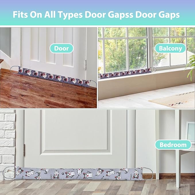 Weighted Door Draft Stopper, 2 Pack 40 Inch Under Door Blocker, Bottom of Door - Image 7