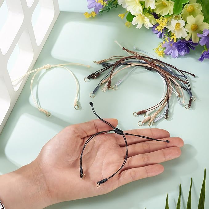 30Pcs Braided Adjustable Cord for Bracelet,Waxed Polyester Cord Adjustable Bracelet,Semi Finished Friendship Bracelet String,Knot Rope Handmade Braid String for Jewelry Making DIY Craft