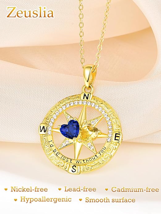 Valentine's Day Gifts for Wife 925 Sterling Silver Double Birthstone Pendant Necklaces I Love You for Always and Forever Necklace Anniversary Birthday Gifts for Wife Girlfriend Mom Her
