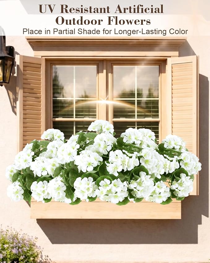 Artificial Flowers for Outdoors – 12 Bundles of UV-Resistant Artificial - Image 3
