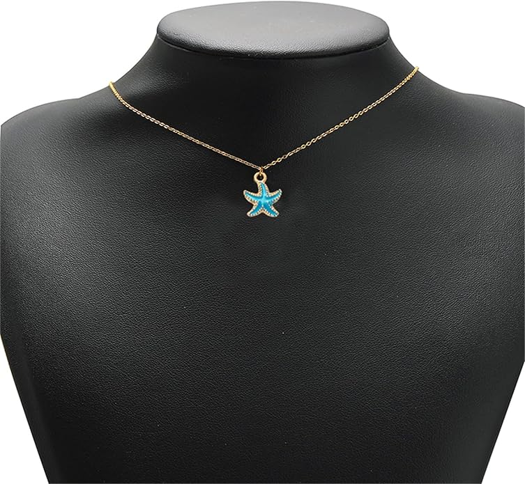 Dreuyet Starfish Necklaces for Women Dainty Alloy Enamel Ocean Starfish Pendant Necklaces Cute Tiny Summer Beach Necklace Jewelry Gifts for Best Friend