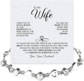 “To My Wife Heart Bracelet – Crystal Heart Link Jewelry Gift with Message Card”.