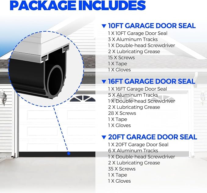 Holikme 10FT Garage Door Bottom Seal, Pre-drilled Track, U+O Rubber Seal - Image 5