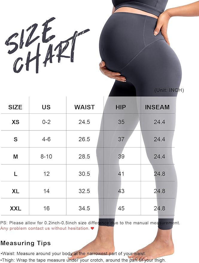 POSHDIVAH Women's Creamluxe Maternity Leggings 25"/28" Over The Belly Pregnancy Yoga Pants Active Workout Leggings