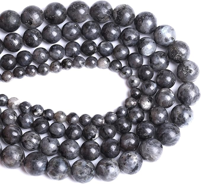 4mm 90pcs Natural Black Labradorite Stone Beads Round Larvikite Beads for Jewelry Making DIY Bracelet 15" (Black Larvikite Labradorite Beads, 4mm)
