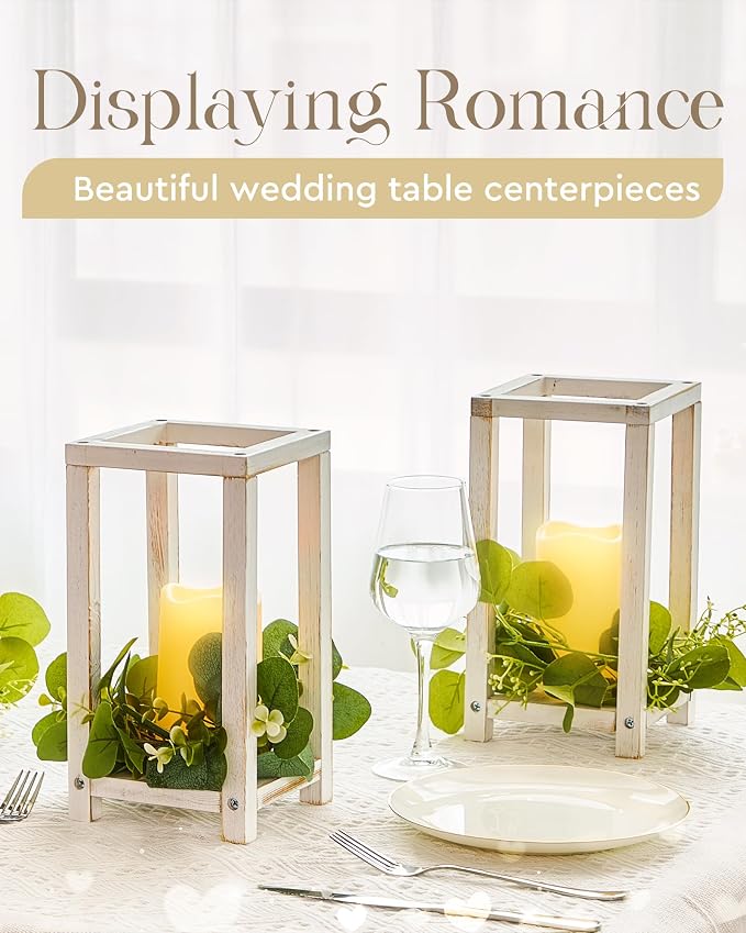 Huquary 8 Pcs Wooden Wedding Lantern Centerpiece - Image 6