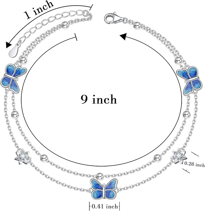 S925 Sterling Silver Ankle Bracelets Anchor/infinity/Starfish Anklet for Women Blue Opal Moonstone Anklet Foot Chain Beach Anklets Jewelry
