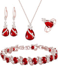 GZWHD Jewelry Set for Women CZ Earrings Necklace Ring Bracelet Set Prom Party Wedding Jewelry Gift for Mother Friend Wife