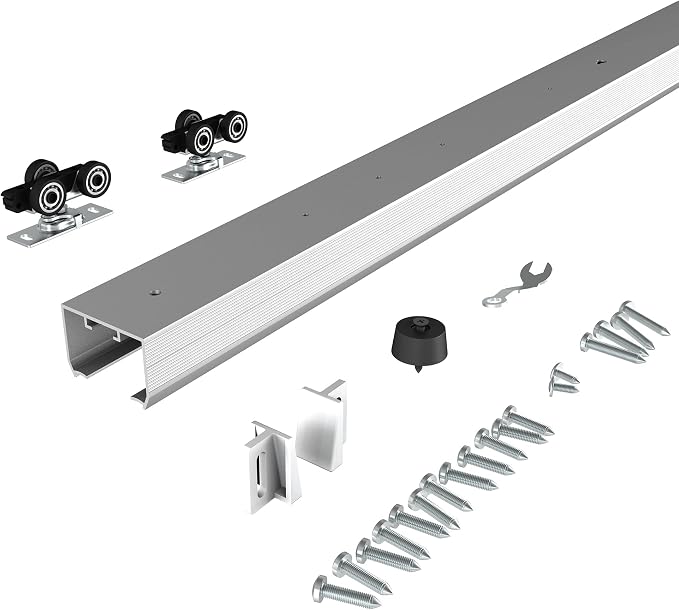 JUBEST 7FT Commercial Grade Pocket Door Hardware and Track Set, Sliding Door by JUBEST