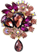 LAXPICOL Vintage Wedding Bridal Big Blue Crystal Rhinestone Tear drop Brooch Pin for Women