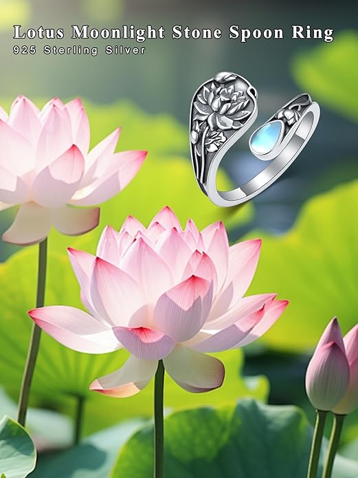 Dorunmo Spoon Ring 925 Sterling Silver Vintage Antique Spoon Rings Adjustable Size 8 Thumb Rings Western Jewelry Gifts for Women