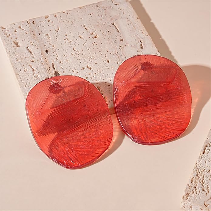 Color Resin Acrylic Earrings,Vintage Candy Color Big Round Studs Earring Chunky Exaggerated Geometric Drop Earring Statement Beach Vacation Jewelry