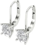 14K White Gold Moissanite Earrings Men & Women, Solid Gold Simulated Diamond and Lab Diamonds Studs for Men & Women, 1ct - 2ct Round, Princess, Heart, Halo Cut, Dangle, Lever or Screw Back Earrings, VVS1, D Color, Pink or Blue - Luxury Gift Box