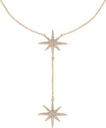 Savlano 14K Gold Plated Cubic Zirconia Round Cut Starburst 18 Inches Pendant Chain Necklace For Women