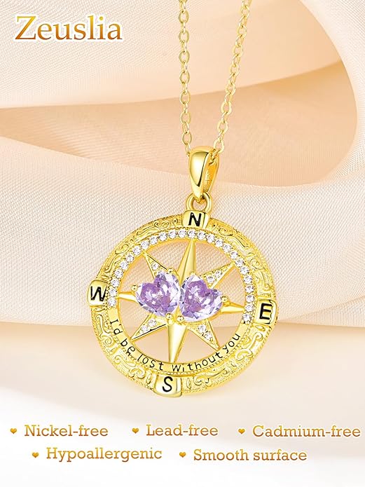 Valentine's Day Gifts for Wife 925 Sterling Silver Double Birthstone Pendant Necklaces I Love You for Always and Forever Necklace Anniversary Birthday Gifts for Wife Girlfriend Mom Her