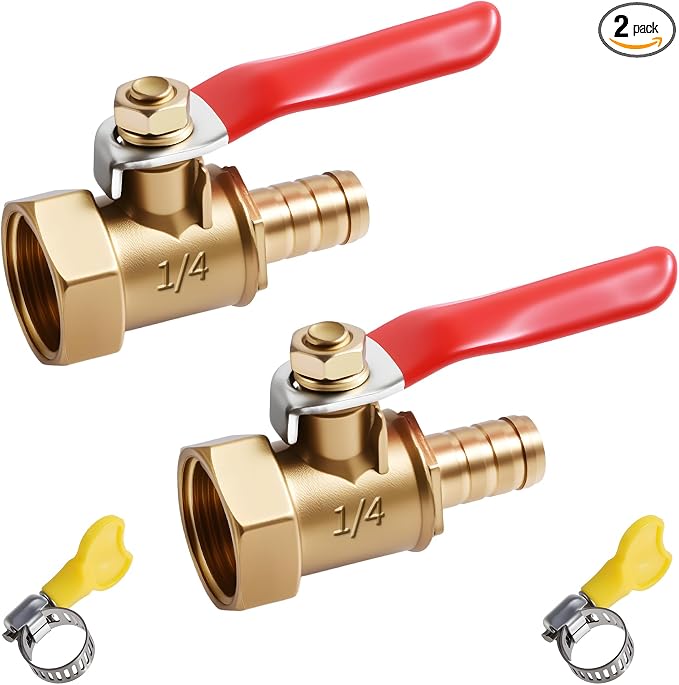 2 Pcs Brass Ball Valve, 8mm x 1/4 Inch, Female NPT | Full Port Shut Off Valve by FOCMKEAS