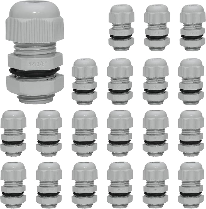Bonsicoky 3/8" NPT Nylon Cable Glands, Adjustable Cord Grip, Strain Relief by Bonsicoky