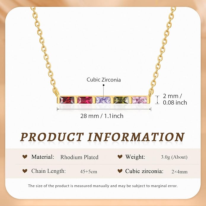 Wendy Made Personalized 1-6 Birthstone Necklace for Women — Custom Dainty Jewelry with Adjustable Chain for Mother’s Day, Birthday, Anniversary & Christmas Gifts