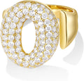 KissYan Bubble Initial Ring Valentines Day Gifts for Women, 14k Gold Plate Balloon Jumbo Letter Rings Open Adjustable Dainty Pave CZ Personalized Fashion Trendy Statement Jewelry