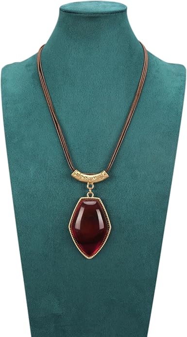 Women's Leather Long Necklace Bohemian Style Circle Retro Pendant Necklace Women's Jewelry
