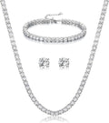 Crysdue Wedding Jewelry Set for Women, Floral Leaf Vine Teardrop Necklace Dangle Earrings Bracelet and Hair Comb, Cubic Zirconia Elegant Party Prom Jewellery for Bridal Bridesmaid