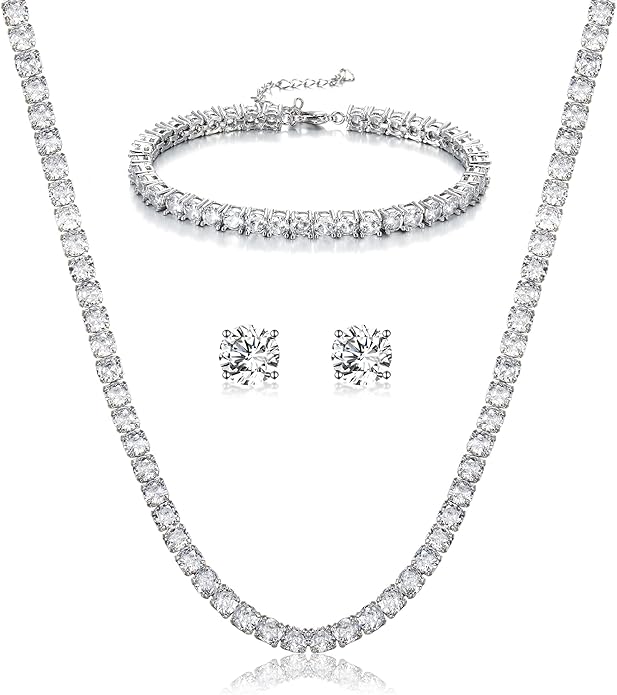 Crysdue Wedding Jewelry Set for Women, Floral Leaf Vine Teardrop Necklace Dangle Earrings Bracelet and Hair Comb, Cubic Zirconia Elegant Party Prom Jewellery for Bridal Bridesmaid