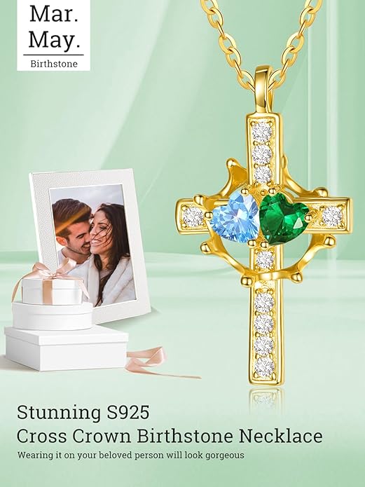 Valentine's Day Gifts for Wife 925 Sterling Silver Double Birthstone Pendant Necklaces I Love You for Always and Forever Necklace Anniversary Birthday Gifts for Wife Girlfriend Mom Her