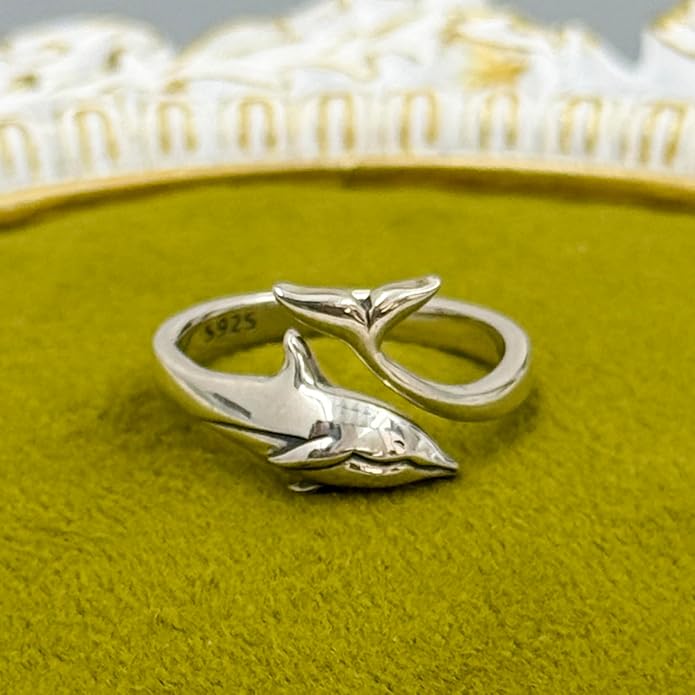 Adjustable Rings 925 Sterling Silver Jewelry Witch Hat Fox Dolphin Butterfly Dragonfly Spoon Ring Gifts for Women Men Lover Anniversary Birthday Graduation Christmas Valentine's Day Mother's Day