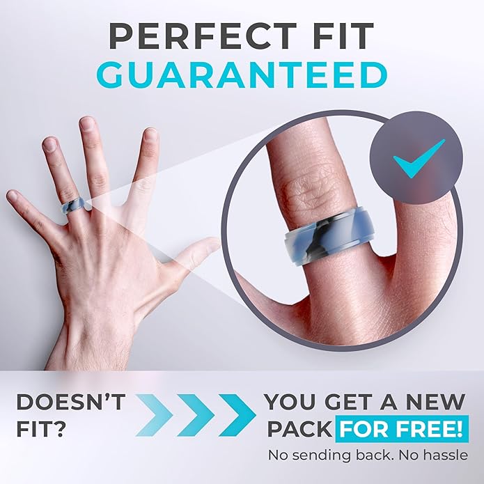 ThunderFit Men's Silicone Rings 10mm Wide 2.5mm Thick Rubber Bands, Breathable, Variety Multipack 1-10