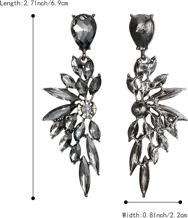BriLove Women's Wedding Bridal Crystal Teardrop Multi Marquise Cluster Bling Dangle Earrings